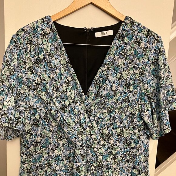 Suzy Shier Blue Print Dress - Picture 2 of 10